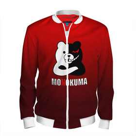 Мужской бомбер 3D с принтом Monokuma в Екатеринбурге, 100% полиэстер | застегивается на молнию, по бокам два кармана без застежек, по низу бомбера и на воротнике - эластичная резинка | Тематика изображения на принте: anime | danganropna | monokuma | аниме | анимэ | медведь | мишка | монокума | мономишка | черно белый медведь