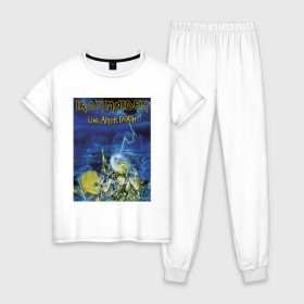 Женская пижама хлопок с принтом Iron Maiden в Екатеринбурге, 100% хлопок | брюки и футболка прямого кроя, без карманов, на брюках мягкая резинка на поясе и по низу штанин | iron maiden | арт | метал | музыка | рок
