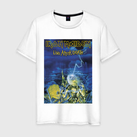 Мужская футболка хлопок с принтом Iron Maiden в Екатеринбурге, 100% хлопок | прямой крой, круглый вырез горловины, длина до линии бедер, слегка спущенное плечо. | Тематика изображения на принте: iron maiden | арт | метал | музыка | рок