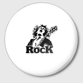 Значок с принтом Rock в Екатеринбурге,  металл | круглая форма, металлическая застежка в виде булавки | ac dc | rock | арт | рок | рок н ролл | хард рок