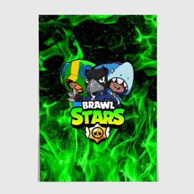 Постер с принтом Brawl Stars TRIO в Екатеринбурге, 100% бумага
 | бумага, плотность 150 мг. Матовая, но за счет высокого коэффициента гладкости имеет небольшой блеск и дает на свету блики, но в отличии от глянцевой бумаги не покрыта лаком | 8 bit | 8 бит | bibi | brawl | brawl stars | crow | leon | spike | sprout | stars | бравл | бравл старс | браво старс | игра | компьютерная | кров | леон | онлайн | старс