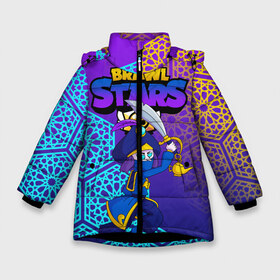 Зимняя куртка для девочек 3D с принтом MORTIS BRAWL STARS в Екатеринбурге, ткань верха — 100% полиэстер; подклад — 100% полиэстер, утеплитель — 100% полиэстер. | длина ниже бедра, удлиненная спинка, воротник стойка и отстегивающийся капюшон. Есть боковые карманы с листочкой на кнопках, утяжки по низу изделия и внутренний карман на молнии. 

Предусмотрены светоотражающий принт на спинке, радужный светоотражающий элемент на пуллере молнии и на резинке для утяжки. | brawl | brawl stars | brawl stars rogue mortis | clash | mortis brawl stars | rogue mortis | бравл старс | бравл старс коварный мортис | игра | коварный мортис | мобильные игры | мортис