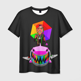 Мужская футболка 3D с принтом 6IX9INE в Екатеринбурге, 100% полиэфир | прямой крой, круглый вырез горловины, длина до линии бедер | 6 | 6ix9ine | 9 | america | gang | gangsta | gooba | keke | koko | music | rap | shark | tekashi | usa | акула | америка | музыка | реп | рэп | текаши
