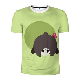 Мужская футболка 3D спортивная с принтом Прикольная панда с бабочкой в Екатеринбурге, 100% полиэстер с улучшенными характеристиками | приталенный силуэт, круглая горловина, широкие плечи, сужается к линии бедра | бабочка | вектор | графика | детский | зеленый | игра | минимализм | панда | примитив | простой | рисунок | смешной | хвост