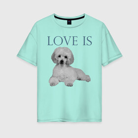 Женская футболка хлопок Oversize с принтом Любовь - это пудель в Екатеринбурге, 100% хлопок | свободный крой, круглый ворот, спущенный рукав, длина до линии бедер
 | дрессировка | забота | любовь | пудель | собака | собаки | собачка | собачник | увлечение | хобби