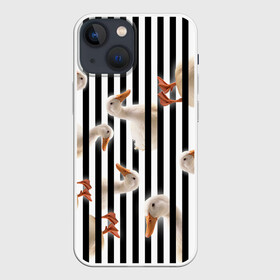 Чехол для iPhone 13 mini с принтом Гуси в Екатеринбурге,  |  | chanel | non | stop | анти | арт | без | белый | бренд | герой | голова | границ | гуси | гучи | гуччи | для | животные | знак | картинка | коко | лого | нонстоп | пародия | пасть | перс | персонаж | полосы | птицы