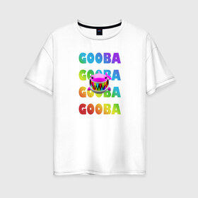 Женская футболка хлопок Oversize с принтом GOOBA - 6ix9ine в Екатеринбурге, 100% хлопок | свободный крой, круглый ворот, спущенный рукав, длина до линии бедер
 | Тематика изображения на принте: 6ix9ine | 6ix9ine art | 6ix9ine king up | 6ix9ine арт | gooba | gooba 6ix9ine | shark | tekashi | tekashi 6ix9ine | акула | репер 6ix9ine | репер такеши | такеши