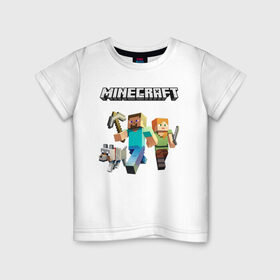 Детская футболка хлопок с принтом MINECRAFT МАЙНКРАФТ в Екатеринбурге, 100% хлопок | круглый вырез горловины, полуприлегающий силуэт, длина до линии бедер | block | creeper | cube | minecraft | pixel | блок | геометрия | крафт | крипер | кубики | майнкрафт | пиксели