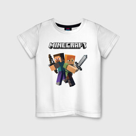 Детская футболка хлопок с принтом MINECRAFT в Екатеринбурге, 100% хлопок | круглый вырез горловины, полуприлегающий силуэт, длина до линии бедер | block | creeper | cube | minecraft | pixel | блок | геометрия | крафт | крипер | кубики | майнкрафт | пиксели