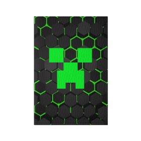 Обложка для паспорта матовая кожа с принтом MINECRAFT CREEPER в Екатеринбурге, натуральная матовая кожа | размер 19,3 х 13,7 см; прозрачные пластиковые крепления | block | creeper | cube | minecraft | pixel | блок | геометрия | крафт | крипер | кубики | майнкрафт | пиксели