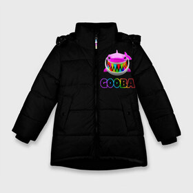 Зимняя куртка для девочек 3D с принтом GOOBA - 6ix9ine в Екатеринбурге, ткань верха — 100% полиэстер; подклад — 100% полиэстер, утеплитель — 100% полиэстер. | длина ниже бедра, удлиненная спинка, воротник стойка и отстегивающийся капюшон. Есть боковые карманы с листочкой на кнопках, утяжки по низу изделия и внутренний карман на молнии. 

Предусмотрены светоотражающий принт на спинке, радужный светоотражающий элемент на пуллере молнии и на резинке для утяжки. | Тематика изображения на принте: 6ix9ine | 6ix9ine art | 6ix9ine king up | 6ix9ine арт | gooba | gooba 6ix9ine | shark | tekashi | tekashi 6ix9ine | акула | репер 6ix9ine | репер такеши | такеши