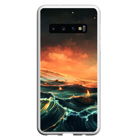 Чехол для Samsung Galaxy S10 с принтом Фэнтези море корабли закат в Екатеринбурге, Силикон | Область печати: задняя сторона чехла, без боковых панелей | волнение | волны | графика | закат | корабли | море | не сочетаемое | ореховая скорлупа | рассвет | рисунок | свечи | сон | фантастика | фэнтези | шторм