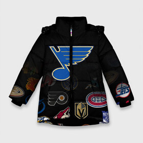 Зимняя куртка для девочек 3D с принтом NHL St Louis Blues (Z) в Екатеринбурге, ткань верха — 100% полиэстер; подклад — 100% полиэстер, утеплитель — 100% полиэстер. | длина ниже бедра, удлиненная спинка, воротник стойка и отстегивающийся капюшон. Есть боковые карманы с листочкой на кнопках, утяжки по низу изделия и внутренний карман на молнии. 

Предусмотрены светоотражающий принт на спинке, радужный светоотражающий элемент на пуллере молнии и на резинке для утяжки. | anaheim ducks | arizona coyotes | boston bruins | buffalo sabres | canadiens de montreal | carolina hurricanes | chicago blackhawks | colorado | hockey | nhl | st. louis blues | нхл | паттерн | спорт | хоккей