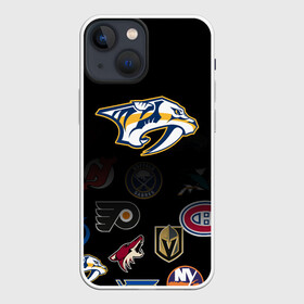 Чехол для iPhone 13 mini с принтом NHL Nashville Predators (Z) в Екатеринбурге,  |  | anaheim ducks | arizona coyotes | boston bruins | buffalo sabres | canadiens de montreal | carolina hurricanes | chicago blackhawks | colorado | hockey | nashville predators | nhl | нхл | паттерн | спорт | хоккей