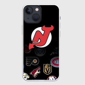 Чехол для iPhone 13 mini с принтом NHL New Jersey Devils (Z) в Екатеринбурге,  |  | anaheim ducks | arizona coyotes | boston bruins | buffalo sabres | calgary flames | carolina hurricanes | chicago blackhawks | colorado | hockey | new jersey devils | nhl | нхл | паттерн | спорт | хоккей