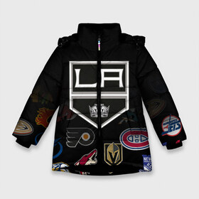 Зимняя куртка для девочек 3D с принтом NHL Los Angeles Kings (Z) в Екатеринбурге, ткань верха — 100% полиэстер; подклад — 100% полиэстер, утеплитель — 100% полиэстер. | длина ниже бедра, удлиненная спинка, воротник стойка и отстегивающийся капюшон. Есть боковые карманы с листочкой на кнопках, утяжки по низу изделия и внутренний карман на молнии. 

Предусмотрены светоотражающий принт на спинке, радужный светоотражающий элемент на пуллере молнии и на резинке для утяжки. | anaheim ducks | arizona coyotes | boston bruins | buffalo sabres | calgary flames | canadiens de montreal | carolina hurricanes | colorado | hockey | los angeles kings | nhl | нхл | паттерн | спорт | хоккей