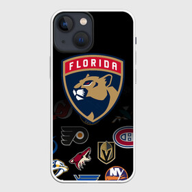 Чехол для iPhone 13 mini с принтом NHL Florida Panthers (Z) в Екатеринбурге,  |  | Тематика изображения на принте: anaheim ducks | arizona coyotes | boston bruins | buffalo sabres | calgary flames | canadiens de montreal | chicago blackhawks | colorado | florida panthers | hockey | nhl | нхл | паттерн | спорт | хоккей