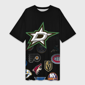 Платье-футболка 3D с принтом NHL Dallas Stars (Z) в Екатеринбурге,  |  | anaheim ducks | arizona coyotes | boston bruins | buffalo sabres | calgary flames | carolina hurricanes | chicago blackhawks | colorado | dallas stars | hockey | nhl | нхл | паттерн | спорт | хоккей