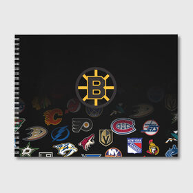 Альбом для рисования с принтом NHL Boston Bruins (Z) в Екатеринбурге, 100% бумага
 | матовая бумага, плотность 200 мг. | Тематика изображения на принте: anaheim ducks | arizona coyotes | boston bruins | buffalo sabres | calgary flames | canadiens de montreal | carolina hurricanes | chicago blackhawks | colorado | hockey | nhl | нхл | паттерн | спорт | хоккей