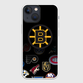 Чехол для iPhone 13 mini с принтом NHL Boston Bruins (Z) в Екатеринбурге,  |  | Тематика изображения на принте: anaheim ducks | arizona coyotes | boston bruins | buffalo sabres | calgary flames | canadiens de montreal | carolina hurricanes | chicago blackhawks | colorado | hockey | nhl | нхл | паттерн | спорт | хоккей