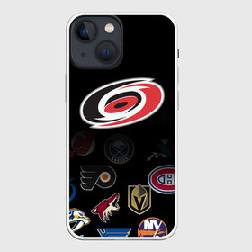 Чехол для iPhone 13 mini с принтом NHL Carolina Hurricanes (Z) в Екатеринбурге,  |  | anaheim ducks | arizona coyotes | boston bruins | buffalo sabres | calgary flames | canadiens de montreal | carolina hurricanes | chicago blackhawks | colorado | hockey | nhl | нхл | паттерн | спорт | хоккей