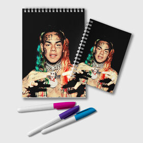 Блокнот с принтом 6IX9INE в Екатеринбурге, 100% бумага | 48 листов, плотность листов — 60 г/м2, плотность картонной обложки — 250 г/м2. Листы скреплены удобной пружинной спиралью. Цвет линий — светло-серый
 | Тематика изображения на принте: 6ix9ine | gooba | hernandez | tekashi