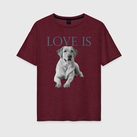 Женская футболка хлопок Oversize с принтом Любовь - это лабрадор в Екатеринбурге, 100% хлопок | свободный крой, круглый ворот, спущенный рукав, длина до линии бедер
 | дрессировка | забота | лабр | лабрадор | лабрадор ретривер | любовь | собака | собаки | собачка | собачник | увлечение | хобби