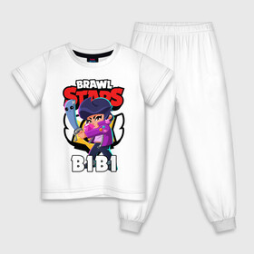 Детская пижама хлопок с принтом BRAWL STARS BIBI БРАВЛ СТАРС БИБИ в Екатеринбурге, 100% хлопок |  брюки и футболка прямого кроя, без карманов, на брюках мягкая резинка на поясе и по низу штанин
 | Тематика изображения на принте: bibi | brawl stars | coach mike | crow | gale | leon | leon shark | max | mecha crow | mortis | mr.p | phoenix | sally leon | sandy | spike | sprout | tara | unicorn | virus 8 bit | werewolf | ворон | оборотень
