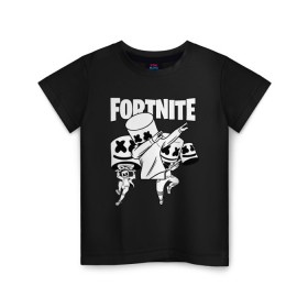 Детская футболка хлопок с принтом FORTNITE x MARSHMELLO в Екатеринбурге, 100% хлопок | круглый вырез горловины, полуприлегающий силуэт, длина до линии бедер | Тематика изображения на принте: deadmau5 | fortnite | fortnite 2 | fortnite x маршмелло | ikonik | marshmello | ninja | ninja streamer | raven | travis scott | ворон | иконик | ниндзя | пили | рейвен | трэвис скотт | фортнайт