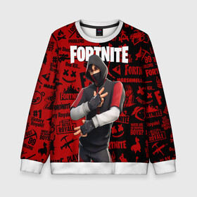 Детский свитшот 3D с принтом FORTNITE x IKONIK в Екатеринбурге, 100% полиэстер | свободная посадка, прямой крой, мягкая тканевая резинка на рукавах и понизу свитшота | deadmau5 | fortnite | fortnite 2 | fortnite x маршмелло | ikonik | marshmello | ninja | ninja streamer | raven | travis scott | ворон | иконик | ниндзя | пили | рейвен | трэвис скотт | фортнайт