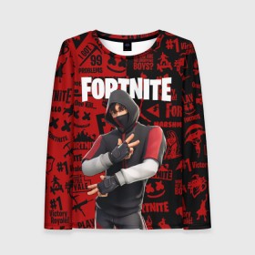 Женский лонгслив 3D с принтом FORTNITE x IKONIK в Екатеринбурге, 100% полиэстер | длинные рукава, круглый вырез горловины, полуприлегающий силуэт | deadmau5 | fortnite | fortnite 2 | fortnite x маршмелло | ikonik | marshmello | ninja | ninja streamer | raven | travis scott | ворон | иконик | ниндзя | пили | рейвен | трэвис скотт | фортнайт