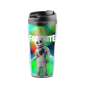 Термокружка-непроливайка с принтом FORTNITE x MARSHMELLO в Екатеринбурге, внутренняя часть — пищевой пластик, наружная часть — прозрачный пластик, между ними — полиграфическая вставка с рисунком | объем — 350 мл, герметичная крышка | deadmau5 | fortnite | fortnite 2 | fortnite x маршмелло | ikonik | marshmello | ninja | ninja streamer | raven | travis scott | ворон | иконик | ниндзя | пили | рейвен | трэвис скотт | фортнайт