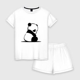 Женская пижама с шортиками хлопок с принтом Милая панда (Z) в Екатеринбурге, 100% хлопок | футболка прямого кроя, шорты свободные с широкой мягкой резинкой | ailuropoda melanoleuca | ailurus fulgens | бамбуковый медведь | большая панда | звери | малая панда | медведь | милая панда | няшка | панда