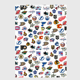 Скетчбук с принтом NHL PATTERN (Z) в Екатеринбурге, 100% бумага
 | 48 листов, плотность листов — 100 г/м2, плотность картонной обложки — 250 г/м2. Листы скреплены сверху удобной пружинной спиралью | anaheim ducks | arizona coyotes | boston bruins | buffalo sabres | calgary flames | canadiens de montreal | carolina hurricanes | chicago blackhawks | colorado | hockey | nhl | нхл | паттерн | спорт | хоккей