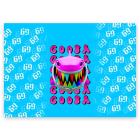 Поздравительная открытка с принтом 6IX9INE- GOOBA в Екатеринбурге, 100% бумага | плотность бумаги 280 г/м2, матовая, на обратной стороне линовка и место для марки
 | Тематика изображения на принте: 6ix9ine | 6ix9ine  gooba | gooba | акула | сикснайн | сиксти найн | сиксти найн репер | такаши | текаши | текаши сикснайн