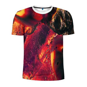 Мужская футболка 3D спортивная с принтом Abstract magma в Екатеринбурге, 100% полиэстер с улучшенными характеристиками | приталенный силуэт, круглая горловина, широкие плечи, сужается к линии бедра | abstract | art | digital | fire | flame | lava | magma | textures | абстракция | арт | лава | магма | огонь | пламя | текстуры | фон | цифровой