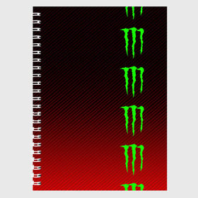 Тетрадь с принтом MONSTER ENERGY (Z) в Екатеринбурге, 100% бумага | 48 листов, плотность листов — 60 г/м2, плотность картонной обложки — 250 г/м2. Листы скреплены сбоку удобной пружинной спиралью. Уголки страниц и обложки скругленные. Цвет линий — светло-серый
 | Тематика изображения на принте: black monster | bmx | claw | cybersport | energy | monster | monster energy | moto | motocross | race | sport | киберспорт | когти | монстер энерджи | монстр | мото | мотокросс | ралли | скейтбординг | спорт | т | энергия