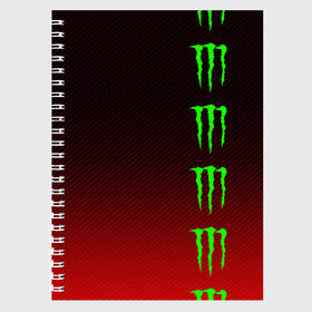 Тетрадь с принтом MONSTER ENERGY (Z) в Екатеринбурге, 100% бумага | 48 листов, плотность листов — 60 г/м2, плотность картонной обложки — 250 г/м2. Листы скреплены сбоку удобной пружинной спиралью. Уголки страниц и обложки скругленные. Цвет линий — светло-серый
 | black monster | bmx | claw | cybersport | energy | monster | monster energy | moto | motocross | race | sport | киберспорт | когти | монстер энерджи | монстр | мото | мотокросс | ралли | скейтбординг | спорт | т | энергия