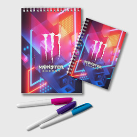 Блокнот с принтом MONSTER ENERGY в Екатеринбурге, 100% бумага | 48 листов, плотность листов — 60 г/м2, плотность картонной обложки — 250 г/м2. Листы скреплены удобной пружинной спиралью. Цвет линий — светло-серый
 | Тематика изображения на принте: amg | auto | bmw | honda | jdm | mercedes | nissan | porsche | racing | sport | subar | toyota | автомобил | автомобильные | киа | лексус | марка | машины | митсубиси | ниссан | порше | спорт | субару | тесла | тойота | хонда