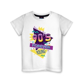 Детская футболка хлопок с принтом Рожденный в 90х в Екатеринбурге, 100% хлопок | круглый вырез горловины, полуприлегающий силуэт, длина до линии бедер | 1990 | 90 | 90 е | девяностые | молодость | надпись | ссср | текст | фраза