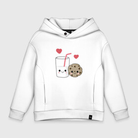 Детское худи Oversize хлопок с принтом Milk and Cookies Love в Екатеринбурге, френч-терри — 70% хлопок, 30% полиэстер. Мягкий теплый начес внутри —100% хлопок | боковые карманы, эластичные манжеты и нижняя кромка, капюшон на магнитной кнопке | coockie | friend | minimalism | дружба | любовь | минимализм | молоко | печенье | печенька | печеньки