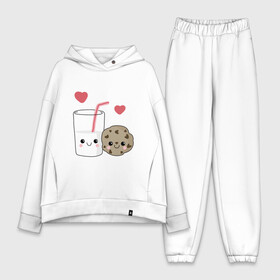 Женский костюм хлопок Oversize с принтом Milk and Cookies Love в Екатеринбурге,  |  | coockie | friend | minimalism | дружба | любовь | минимализм | молоко | печенье | печенька | печеньки