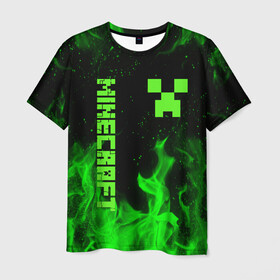 Мужская футболка 3D с принтом MINECRAFT CREEPER в Екатеринбурге, 100% полиэфир | прямой крой, круглый вырез горловины, длина до линии бедер | block | creeper | cube | minecraft | pixel | блок | геометрия | крафт | крипер | кубики | майнкрафт | пиксели