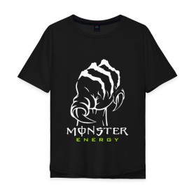 Мужская футболка хлопок Oversize с принтом MONSTER ENERGY (Z) в Екатеринбурге, 100% хлопок | свободный крой, круглый ворот, “спинка” длиннее передней части | black monster | bmx | claw | cybersport | energy | monster | monster energy | moto | motocross | race | sport | киберспорт | когти | монстер энерджи | монстр | мото | мотокросс | ралли | скейтбординг | спорт | т | энергия