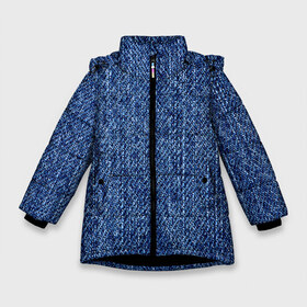 Зимняя куртка для девочек 3D с принтом Джинсовка Текстура в Екатеринбурге, ткань верха — 100% полиэстер; подклад — 100% полиэстер, утеплитель — 100% полиэстер. | длина ниже бедра, удлиненная спинка, воротник стойка и отстегивающийся капюшон. Есть боковые карманы с листочкой на кнопках, утяжки по низу изделия и внутренний карман на молнии. 

Предусмотрены светоотражающий принт на спинке, радужный светоотражающий элемент на пуллере молнии и на резинке для утяжки. | Тематика изображения на принте: без рисунка | девочке | девушке | детская | джинсовая | джинсовка | джинсы | женская | женщине | искусство | мальчику | мужская | мужчине | парню | подарок | прикольная | ребёнку | синяя | текстуры