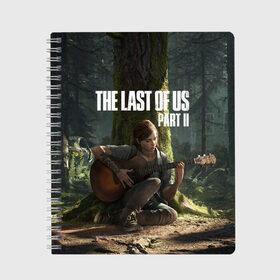 Тетрадь с принтом The Last of Us part 2 в Екатеринбурге, 100% бумага | 48 листов, плотность листов — 60 г/м2, плотность картонной обложки — 250 г/м2. Листы скреплены сбоку удобной пружинной спиралью. Уголки страниц и обложки скругленные. Цвет линий — светло-серый
 | Тематика изображения на принте: day | ellie | games | joel | naughty dog | день | джоэл | игры | одни из нас | часть 2 | элли