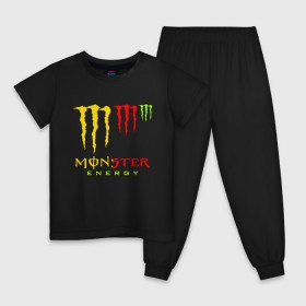 Детская пижама хлопок с принтом MONSTER ENERGY (Z) в Екатеринбурге, 100% хлопок |  брюки и футболка прямого кроя, без карманов, на брюках мягкая резинка на поясе и по низу штанин
 | black monster | bmx | claw | cybersport | energy | monster | monster energy | moto | motocross | race | sport | киберспорт | когти | монстер энерджи | монстр | мото | мотокросс | ралли | скейтбординг | спорт | энергия