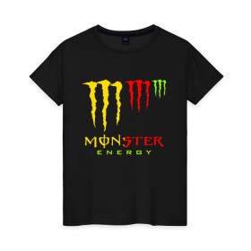 Женская футболка хлопок с принтом MONSTER ENERGY (Z) в Екатеринбурге, 100% хлопок | прямой крой, круглый вырез горловины, длина до линии бедер, слегка спущенное плечо | black monster | bmx | claw | cybersport | energy | monster | monster energy | moto | motocross | race | sport | киберспорт | когти | монстер энерджи | монстр | мото | мотокросс | ралли | скейтбординг | спорт | энергия