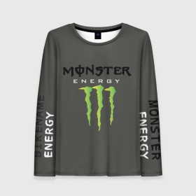 Женский лонгслив 3D с принтом MONSTER ENERGY (Z) в Екатеринбурге, 100% полиэстер | длинные рукава, круглый вырез горловины, полуприлегающий силуэт | black monster | bmx | claw | cybersport | energy | monster | monster energy | moto | motocross | race | sport | киберспорт | когти | монстер энерджи | монстр | мото | мотокросс | ралли | скейтбординг | спорт | энергия