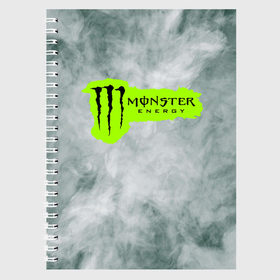 Тетрадь с принтом MONSTER ENERGY (Z) в Екатеринбурге, 100% бумага | 48 листов, плотность листов — 60 г/м2, плотность картонной обложки — 250 г/м2. Листы скреплены сбоку удобной пружинной спиралью. Уголки страниц и обложки скругленные. Цвет линий — светло-серый
 | black monster | bmx | claw | cybersport | energy | monster | monster energy | moto | motocross | race | sport | киберспорт | когти | монстер энерджи | монстр | мото | мотокросс | ралли | скейтбординг | спорт | энергия